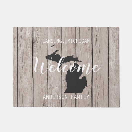 Michigan State Personalized Welcome Wood Kijk uit Deurmat (Voorkant)