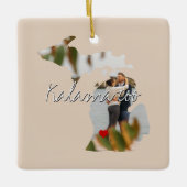 Michigan State Photo insert and town name Keramisch Ornament (Voorkant)