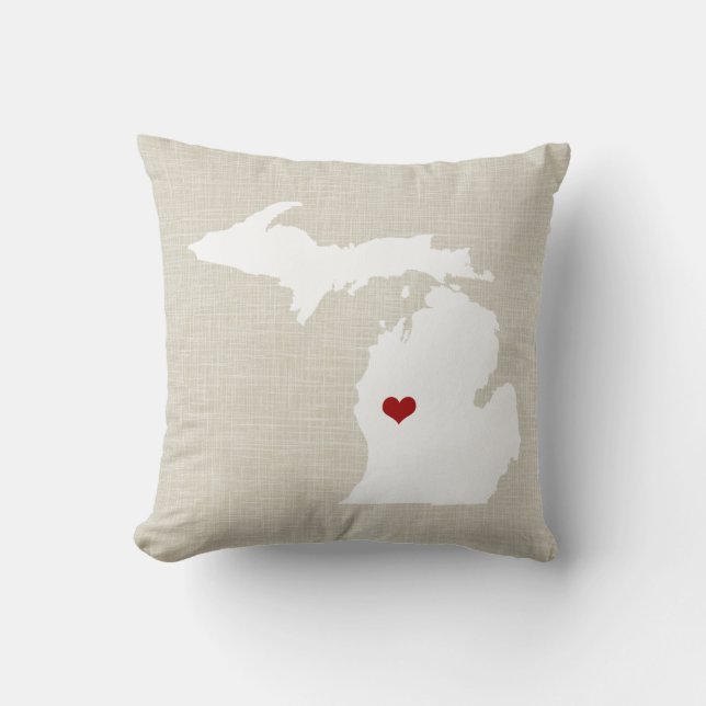 Michigan State Pillow Faux Linen gepersonaliseerd Kussen (Voorkant)