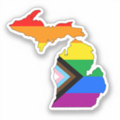 Michigan State Pride LGBTQ Progress Pride Sticker (Voorkant)