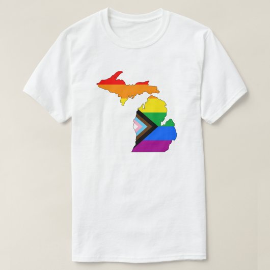 Michigan State Pride LGBTQ Progress Pride T-shirt (Design voorkant)