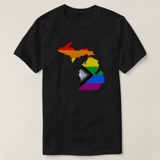 Michigan State Pride LGBTQ Progress Pride T-shirt (Design voorkant)
