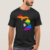 Michigan State Pride LGBTQ Progress Pride T-shirt (Voorkant)
