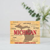 Michigan State Pride Map Silhouette Briefkaart (Staand voorkant)