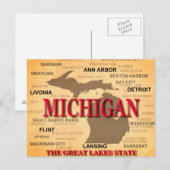Michigan State Pride Map Silhouette Briefkaart (Voorkant / Achterkant)
