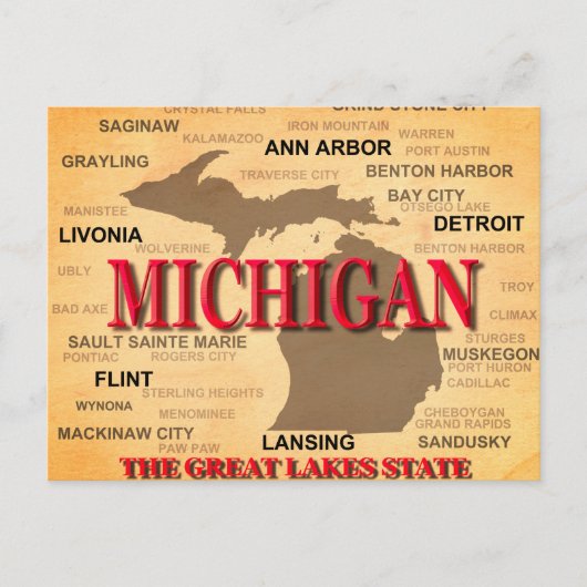 Michigan State Pride Map Silhouette Briefkaart (Voorkant)