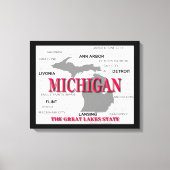 Michigan State Pride Map Silhouette Canvas Afdruk (Voorkant)