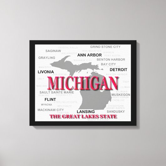 Michigan State Pride Map Silhouette Canvas Afdruk (Voorkant)