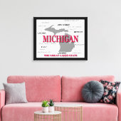 Michigan State Pride Map Silhouette Canvas Afdruk (Insitu (Woonkamer))