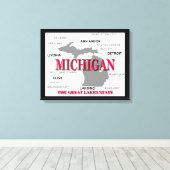 Michigan State Pride Map Silhouette Canvas Afdruk (Insitu (Houten vloer))