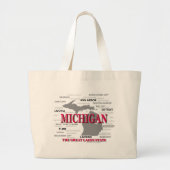 Michigan State Pride Map Silhouette Grote Tote Bag (Voorkant)