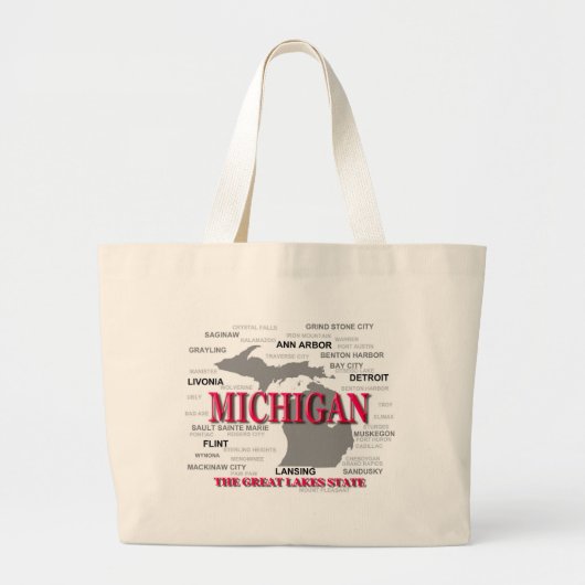 Michigan State Pride Map Silhouette Grote Tote Bag (Voorkant)