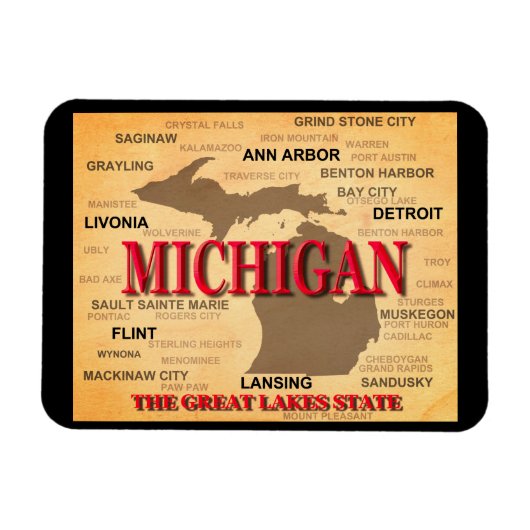 Michigan State Pride Map Silhouette Magneet (Horizontaal)