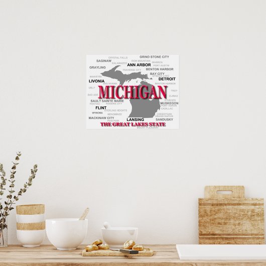 Michigan State Pride Map Silhouette Poster (Keuken)