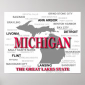 Michigan State Pride Map Silhouette Poster (Voorkant)