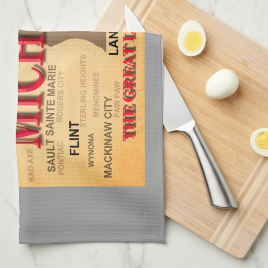 Michigan State Pride Map Silhouette Theedoek (Quarter Fold)