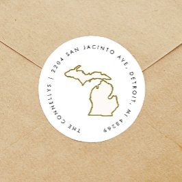 Michigan State Return-adreslabels Ronde Sticker