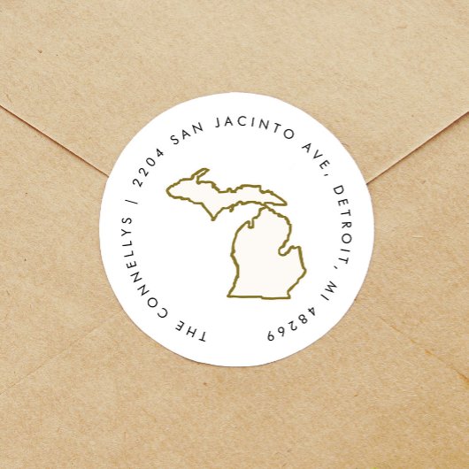 Michigan State Return-adreslabels Ronde Sticker