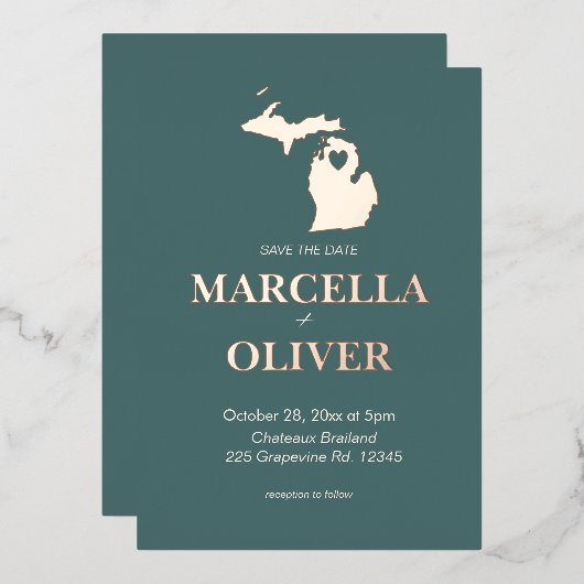 Michigan State Save the Date Destination Wedding Folie Uitnodiging (Voorkant / Achterkant)