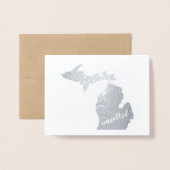 Michigan State Seal and Map ongezouten Folie Kaarten (Voorkant met envelop)