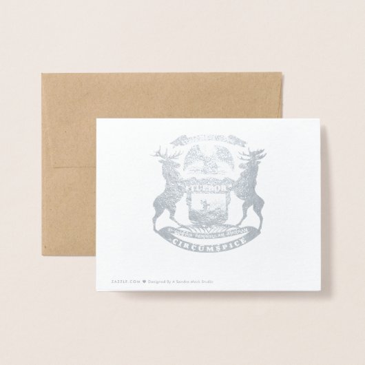 Michigan State Seal and Map ongezouten Folie Kaarten (Met envelop)
