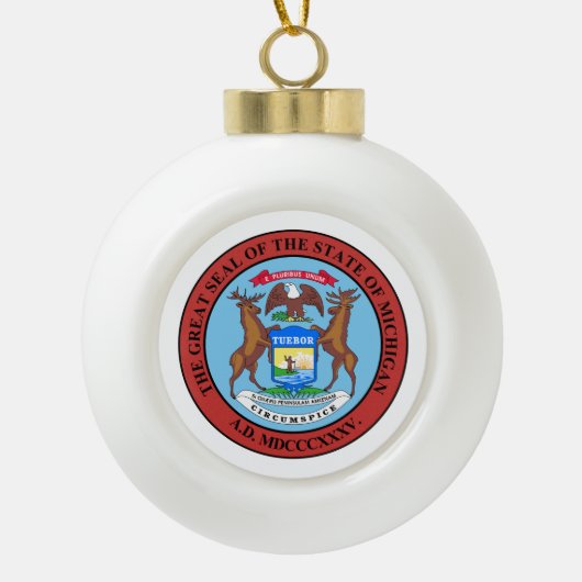 Michigan State Seal - Keramische Bal Ornament (Voorkant)