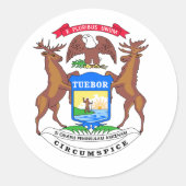 Michigan State Seal Ronde Sticker (Voorkant)
