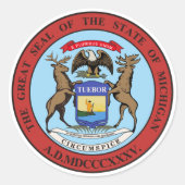 Michigan State Seal Ronde Sticker (Voorkant)