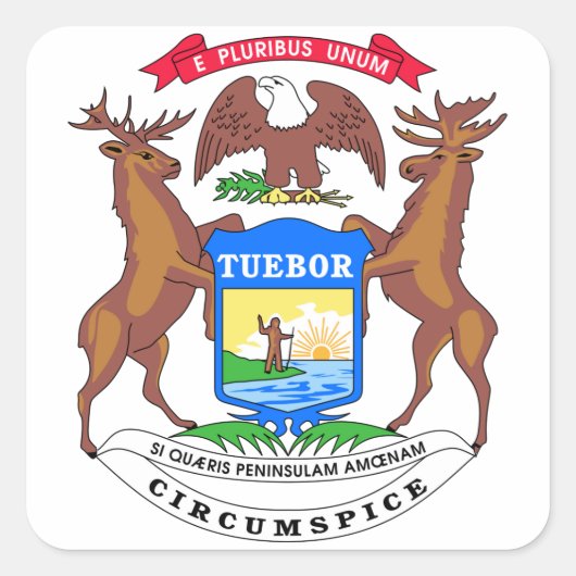 Michigan State Seal Vierkante Sticker (Voorkant)