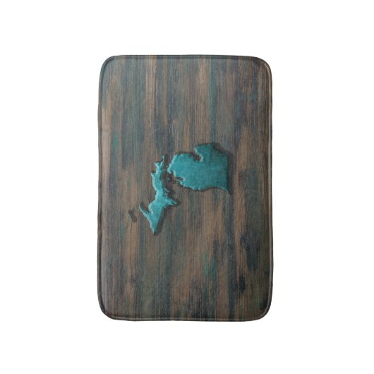 Michigan State Shape Blauwgroen Badmat (Voorkant Verticaal)