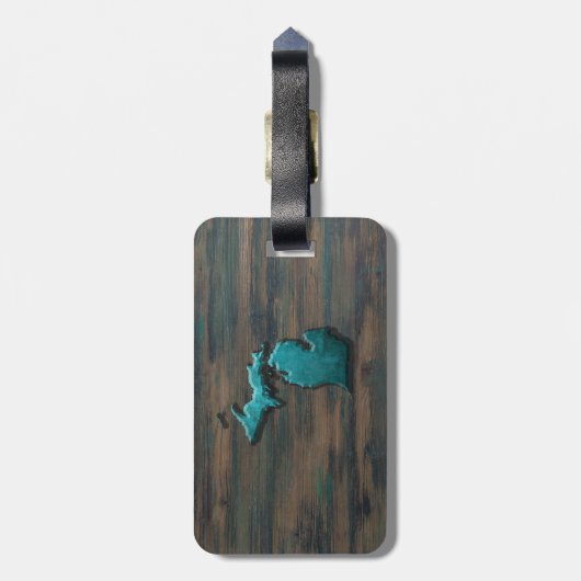 Michigan State Shape Blauwgroen Bagagelabel (Achterkant verticaal)