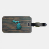 Michigan State Shape Blauwgroen Bagagelabel (Achterkant horizontaal)