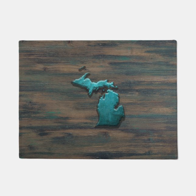 Michigan State Shape Blauwgroen Deurmat (Voorkant)