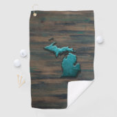 Michigan State Shape Blauwgroen Golfhanddoek (Insitu)