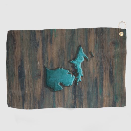 Michigan State Shape Blauwgroen Golfhanddoek (Horizontaal)