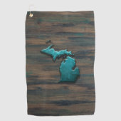 Michigan State Shape Blauwgroen Golfhanddoek (Voorkant)