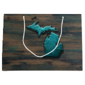 Michigan State Shape Blauwgroen Groot Cadeauzakje (Voorkant)