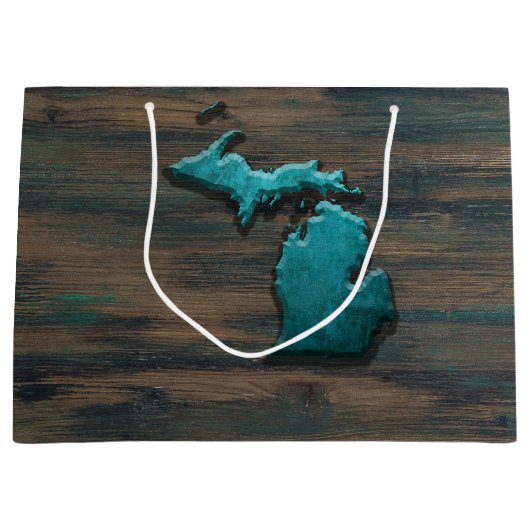 Michigan State Shape Blauwgroen Groot Cadeauzakje (Voorkant)
