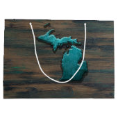 Michigan State Shape Blauwgroen Groot Cadeauzakje (Achterkant)