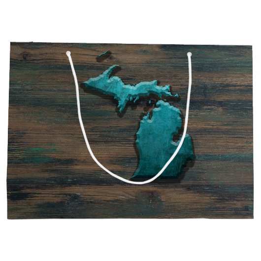 Michigan State Shape Blauwgroen Groot Cadeauzakje (Achterkant)