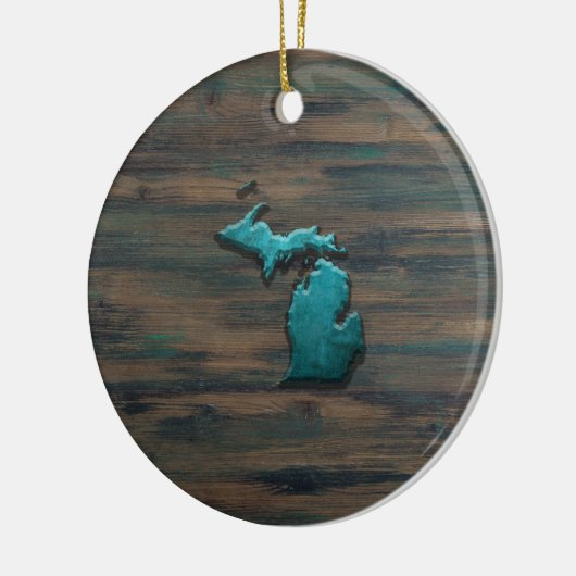 Michigan State Shape Blauwgroen Keramisch Ornament (Links)