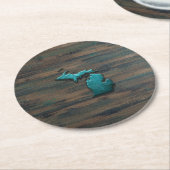 Michigan State Shape Blauwgroen Ronde Kartonnen Onderzetter (Gebogen)