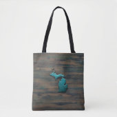 Michigan State Shape Blauwgroen Tote Bag (Voorkant)