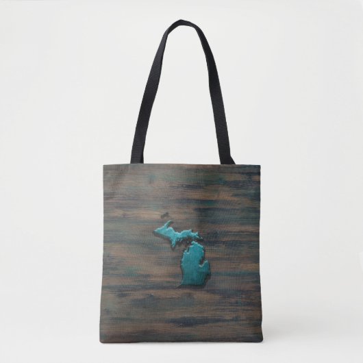 Michigan State Shape Blauwgroen Tote Bag (Voorkant)