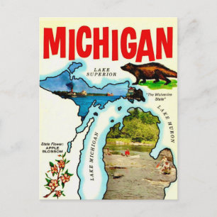 Michigan State Vintage Ansichtkaart Briefkaart