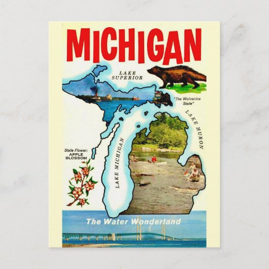 Michigan State Vintage Ansichtkaart Briefkaart (Voorkant)