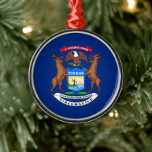 Michigan State Vlag Keramische Kerstbal