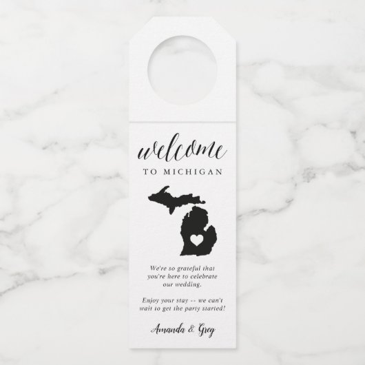 Michigan State Wedding Welcome Favor Flessenhanger (Voorkant)