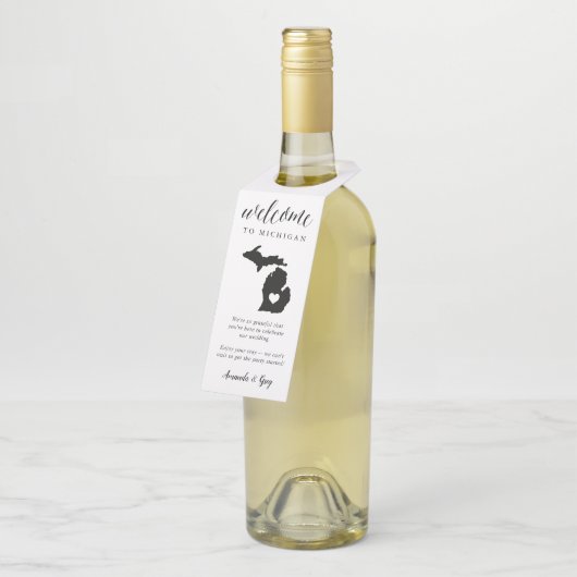 Michigan State Wedding Welcome Favor Flessenhanger (Schuin)