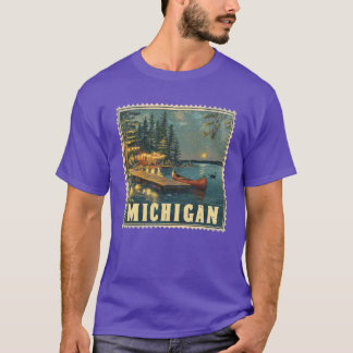 Michigan Stempel Staat Noodlijdend Vintage Verenig T-shirt